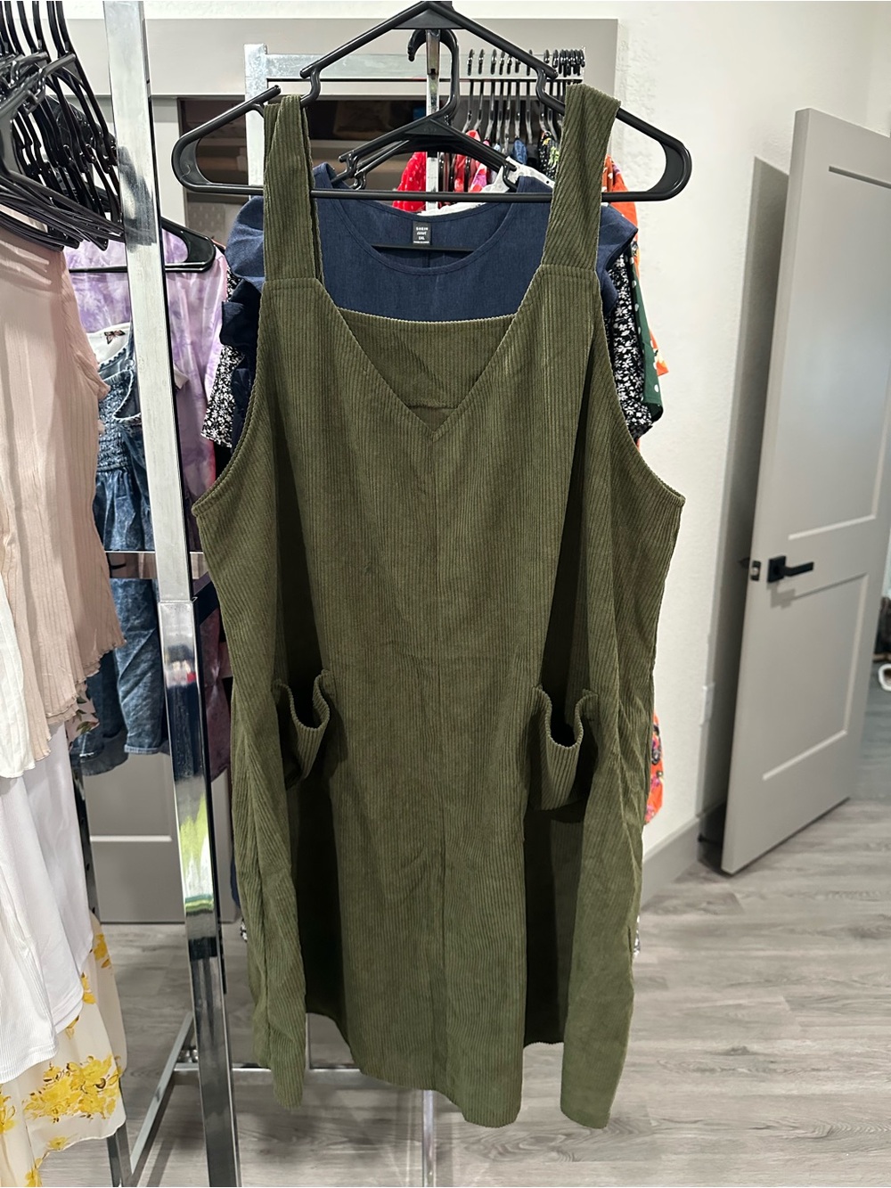 Women’s Plus Size Green Corduroy Dress